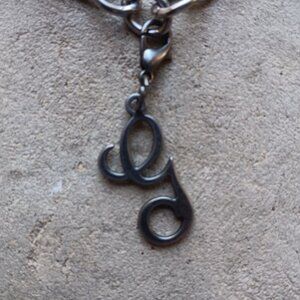 Metal Matte Silver Cursive Bracelet Charm Letter G